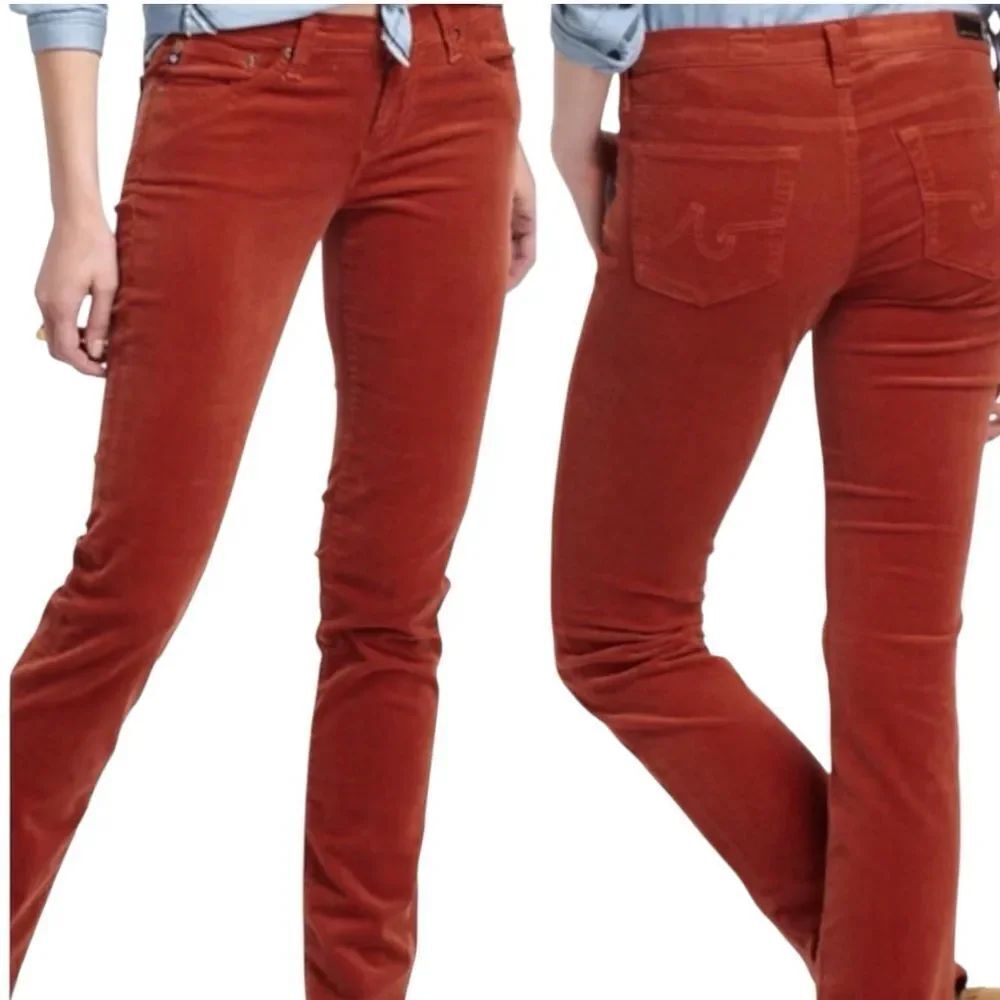 Adriano Goldschmied Womem’s The Stevie Slim Straight Rust Corduroy 70’s Jeans 30